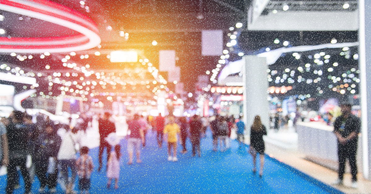 Trade Show Booth Floor with Exhibitors & Attendees