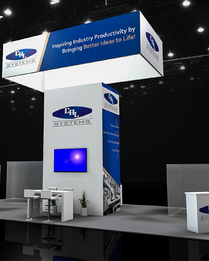 C&H Systems trade show booth with branded signage and digital display by Local Exhibits