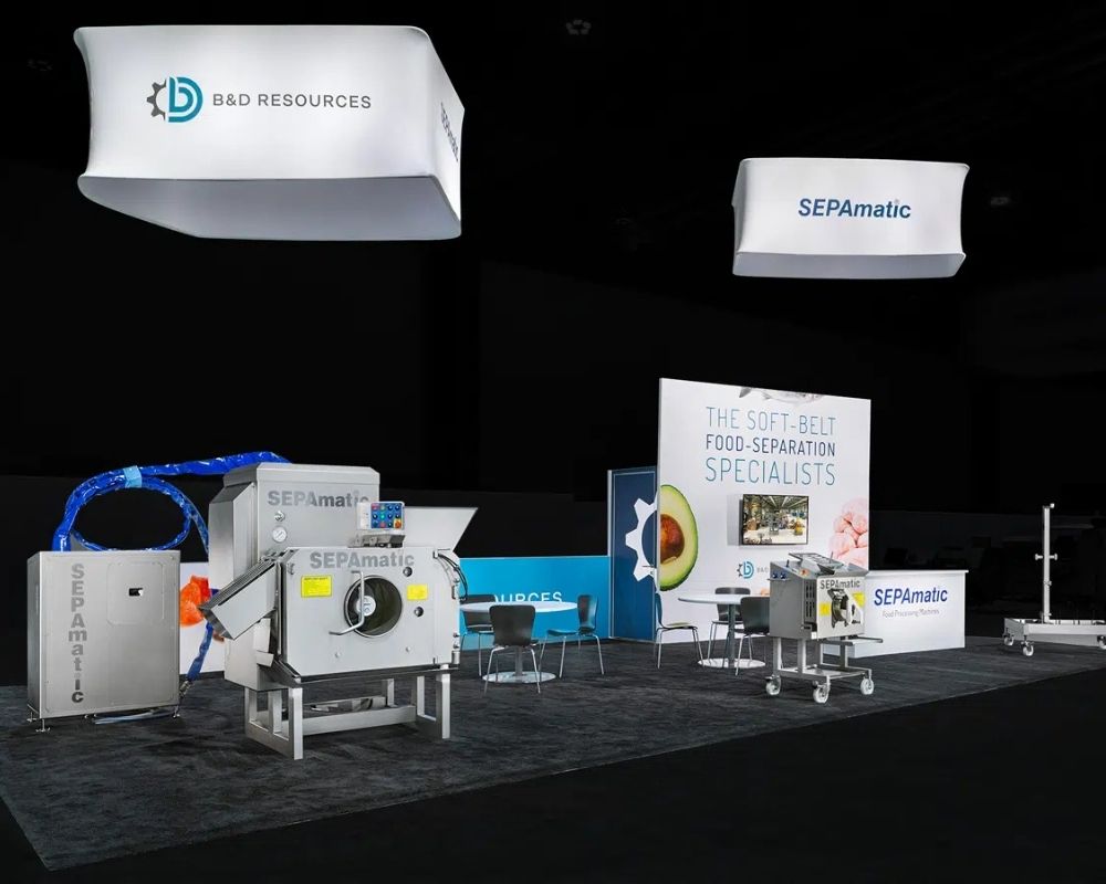 B&D Resources and SEPAmatic trade show booth with industrial equipment display by Local Exhibits