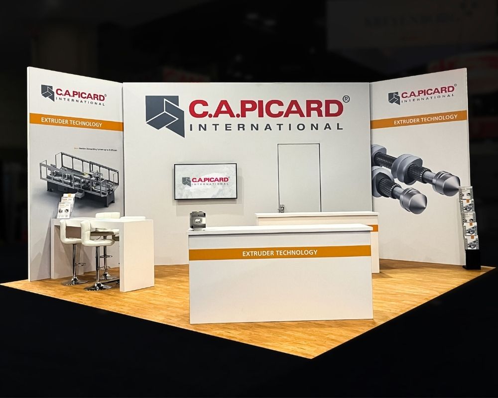 C.A. Picard International trade show booth with branded panels and display counters by Local Exhibits